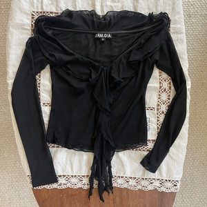 I Am Gia mesh ruffle blouse